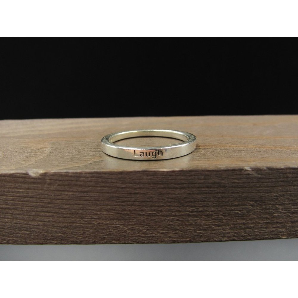 Size 7.75 Sterling Silver Laugh Band Ring Vintage Statement Engagement Wedding